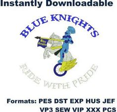 Blue Knights embroidery design