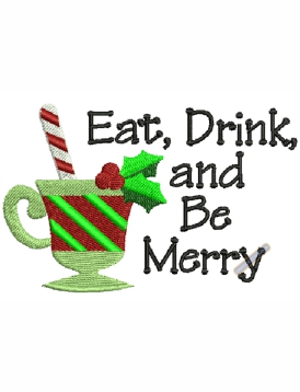 Eat Drink Merry Christmas Embroidery Design