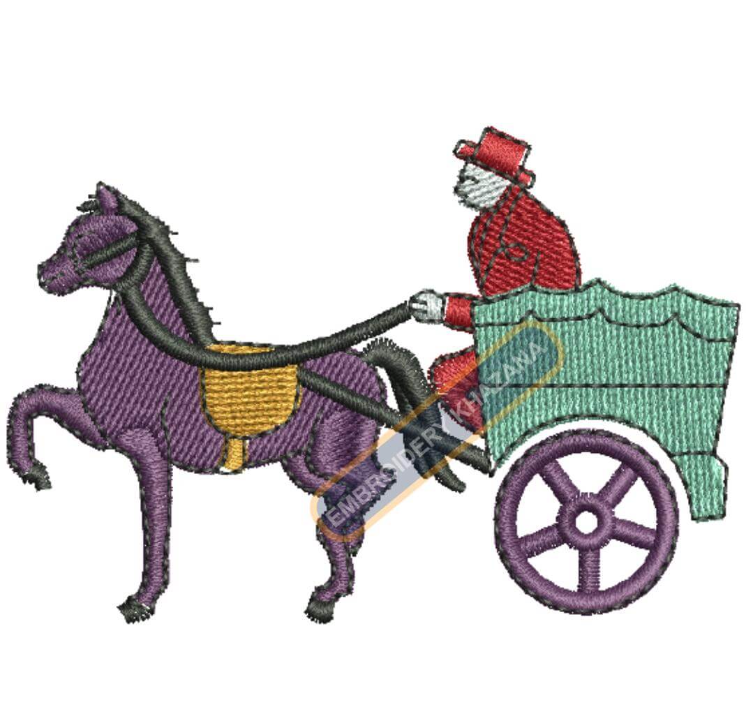 Horse With Man Embroidery Design