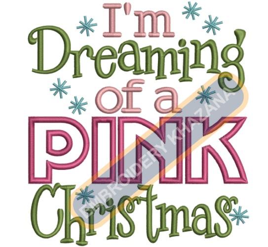 Pink Christmas Embroidery Design