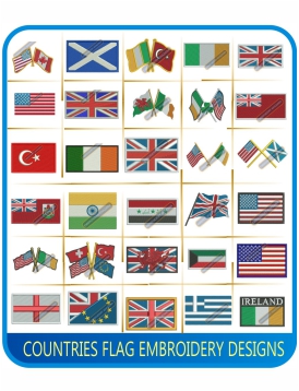 Countries Flag And Map Embroidery Designs