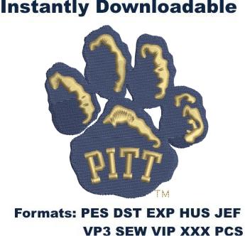 pittsburgh panther paw logo embroidery design