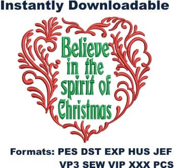 Believe in the Spirit of Christmas Embroidery Designs