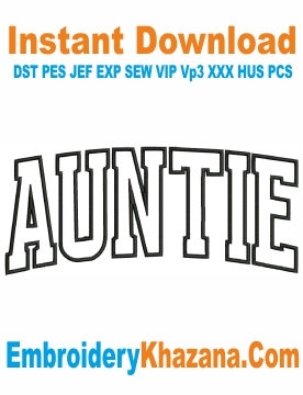 Auntie Outline Embroidery Design