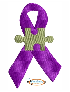 Autism Awareness Ribbon Embroidery Design