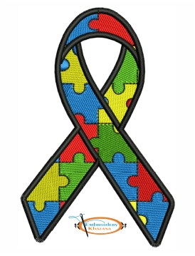 Autism Ribbon Embroidery Design