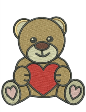 Teddy Bear With Heart Embroidery Design