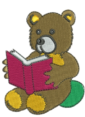 Teddy Bear Redding Book Embroidery Design