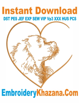 Beagle Dog Heart Embroidery Design