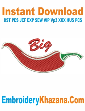 Big is Hot Chili Pepper Embroidery Design