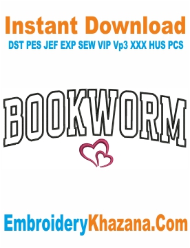 Bookworm Embroidery Design