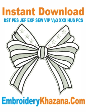 Bow Tie USA Patriotic Applique Embroidery Design