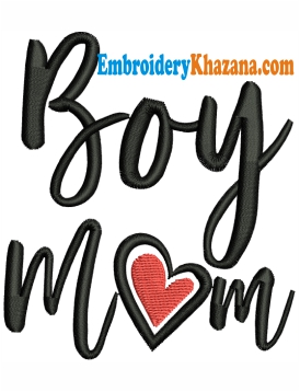 Boy Love Mom Embroidery Design