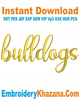 Bulldogs 3D Puff Letters Embroidery Design