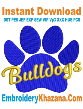 Bulldogs Paw Embroidery Design