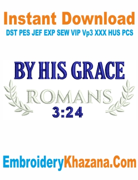 By His Grace Romans Embroidery Design