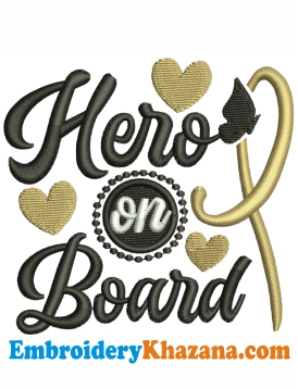 Cancer Hero Gold Ribbon Embroidery Design