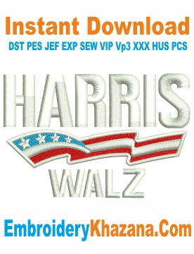 Harris Walz Hat Embroidery Design