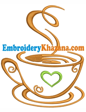 Coffee Cup Logo Embroidery Design
