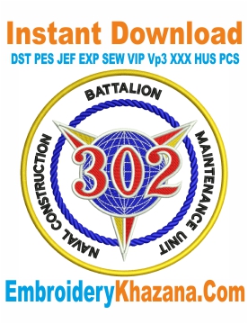 Construction Battalion Maintenance Unit 302 Embroidery Design
