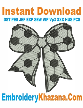 Coquette Soccer Bow Embroidery Design