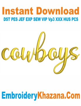 Cowboys 3D Puff Letters Embroidery Design