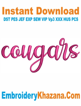 Cougars 3D Puff Letter Embroidery Design