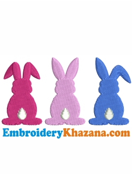 Cute 3 Rabbits Embroidery Design