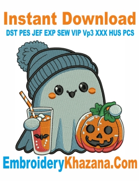 Cute Ghost Halloween Embroidery Design