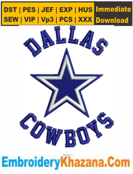 Dallas Cowboys Star Cap Embroidery Design