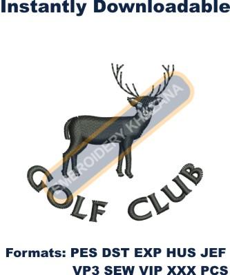 Dear Golf Club Logo Embroidery Design