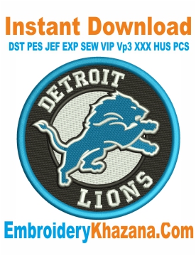 Detroit Lions Circle Logo Embroidery Design