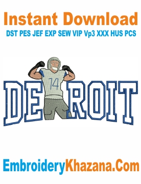 Detroit Lions Player Embroidery Design