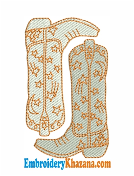 Cowgirl Boots Embroidery Design