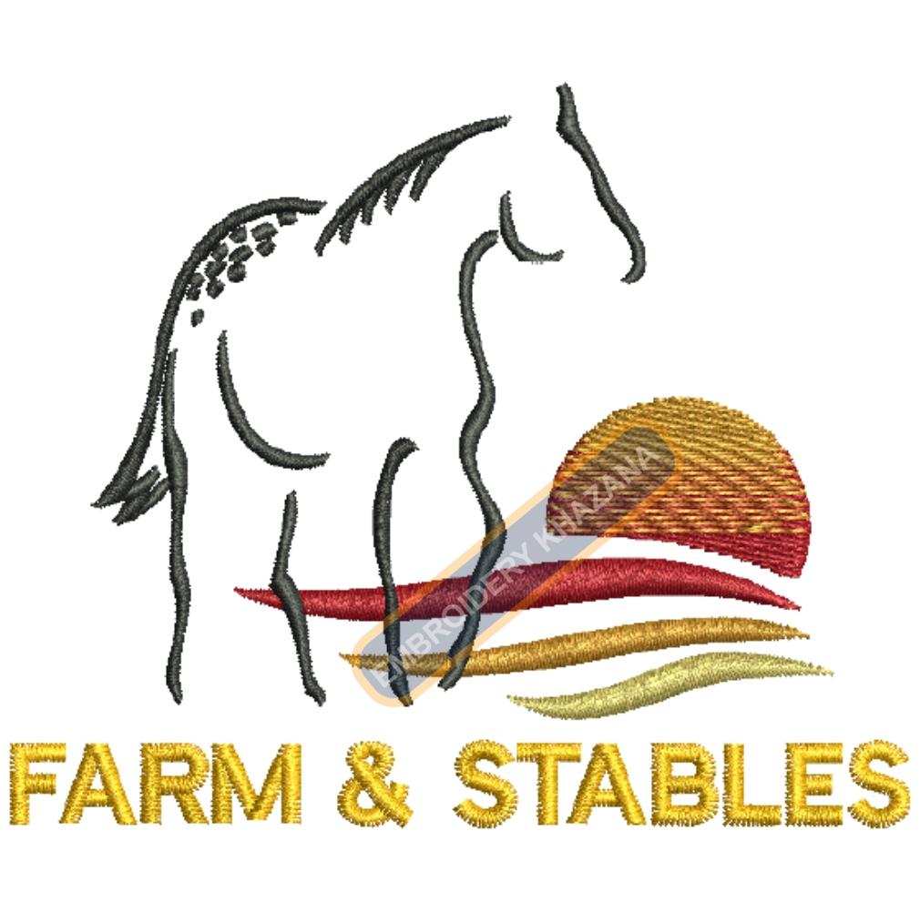 Farm Stables Horse Embroidery Design