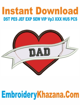 Fathers Day Applique Embroidery Design