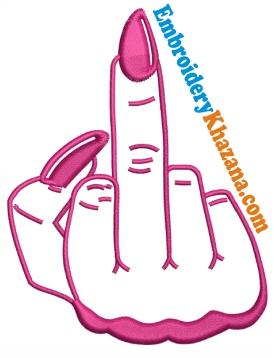 Female Middle Finger Embroidery Design