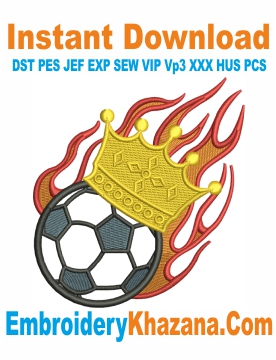 Fire Football with Crown Applique Embroidery Design