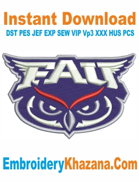 Florida Atlantic Owls Embroidery Design