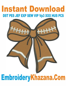 Football Bow Embroidery Design