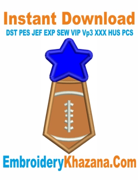 Football Tie Applique Embroidery Design