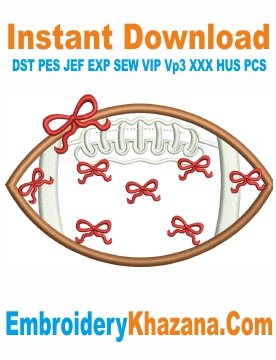 Football With Bow Embroidery Design