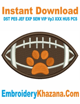 Football Paw Embroidery Design