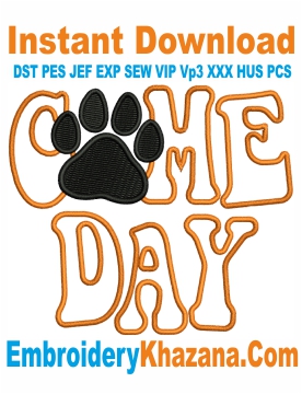 Game Day Paw Embroidery Design