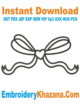 Bow Ribbon Heart Embroidery Design