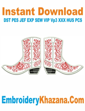 Girls Boot Outline Embroidery Design