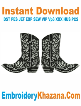 Cowgirls Boot Embroidery Design