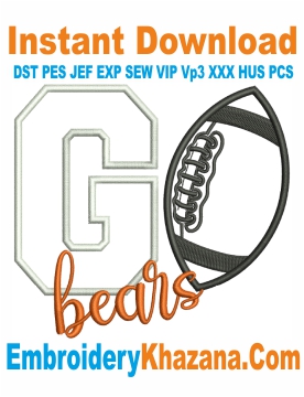 Go Bears Embroidery Design