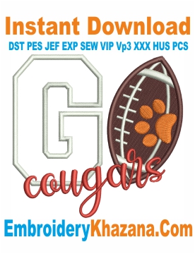 Cougars Football Embroidery Design