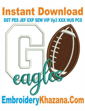 Go Eagles Football Embroidery Design